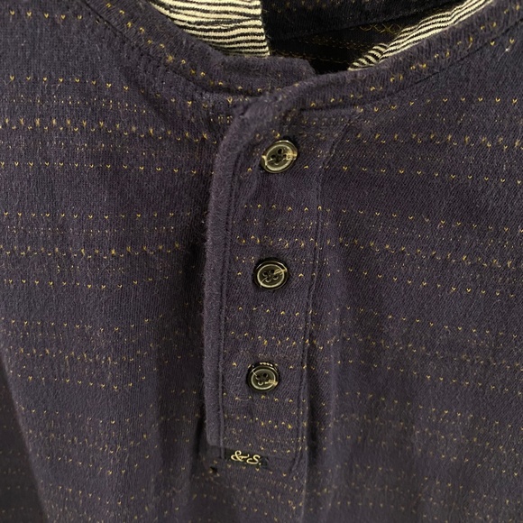 Scotch & Soda Striped Henley Layered Long Sleeve Navy Mens Large - Picture 4 of 7